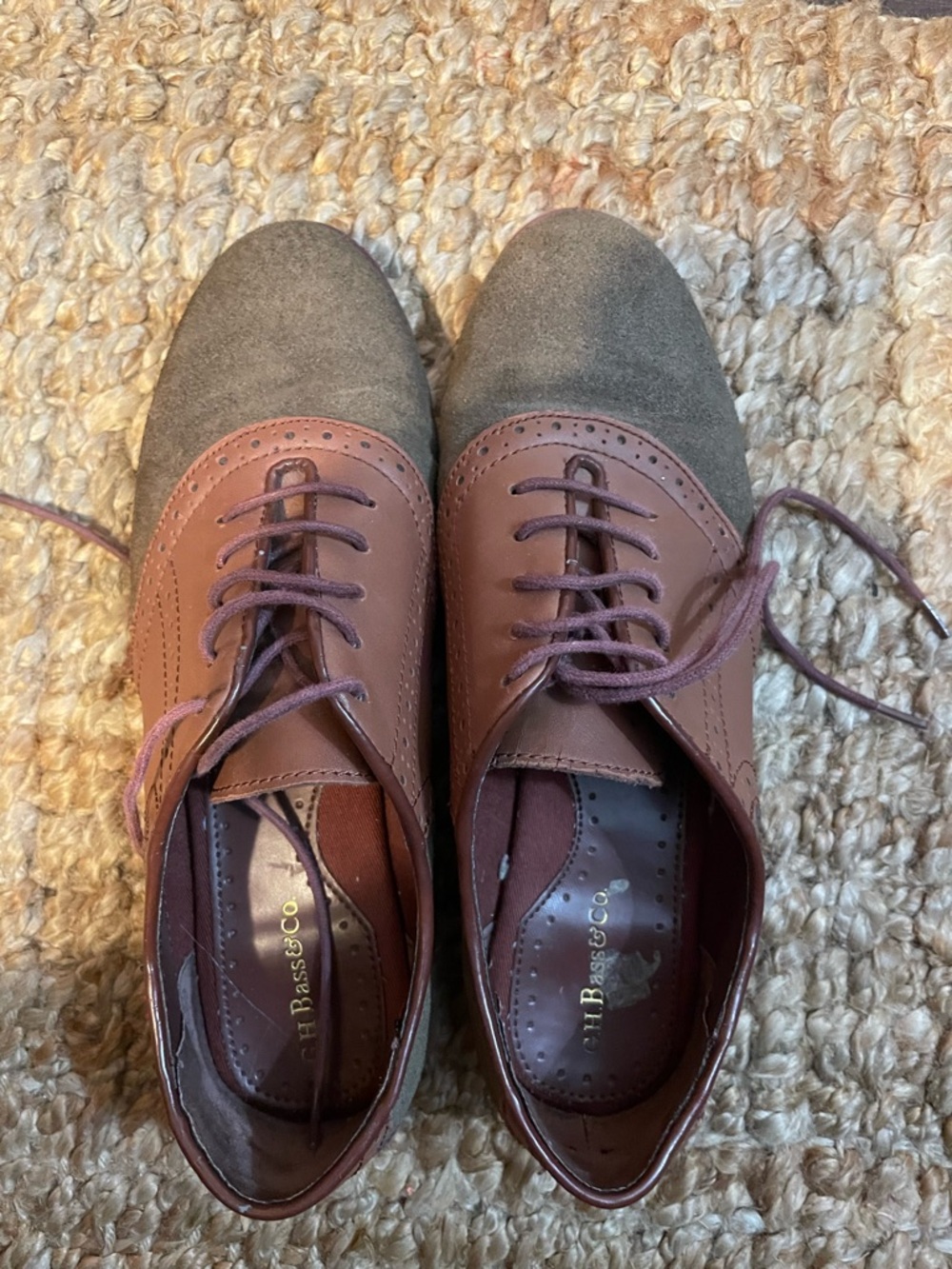 G.H. Bass & Co. Two-Tone Brown and Taupe Women's Oxford Flats
